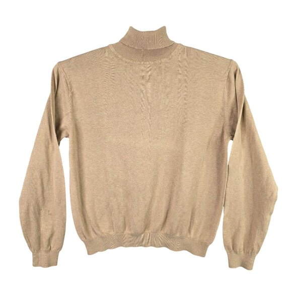 Mens Paul Fredrick Beige Silk Cashmere Blend Mock Turtleneck Sweater Size XL - Picture 1 of 9
